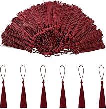 Handmade Silk Tassels Mini for Crafts - 100pcs Small Fringe Decorative Tassels for Jewelry Making Bookmarks (13cm/Red Wine)