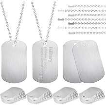 100Pcs Military Dog Tags, Rectangle Blank Metal Stamping Tags Set Including 50Pcs Aluminum Blank Dog Tags 50Pcs Ball Steel Chains Personalized Pets Tags for DIY Decorative Craft Sliver