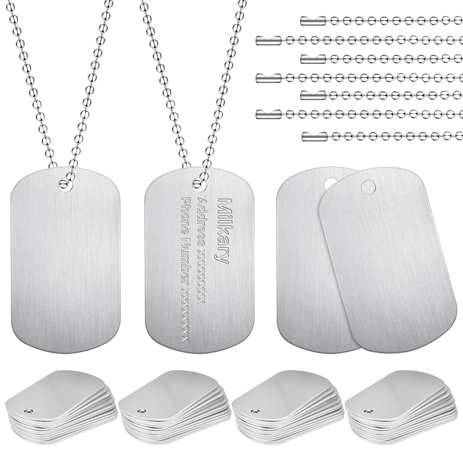 30-teiliges Set Militär-Hundemarken, Inkl. 10 Blanko Edelstahl-Marken & Schalldämpfer – Personalisierbar Für Dein Haustier