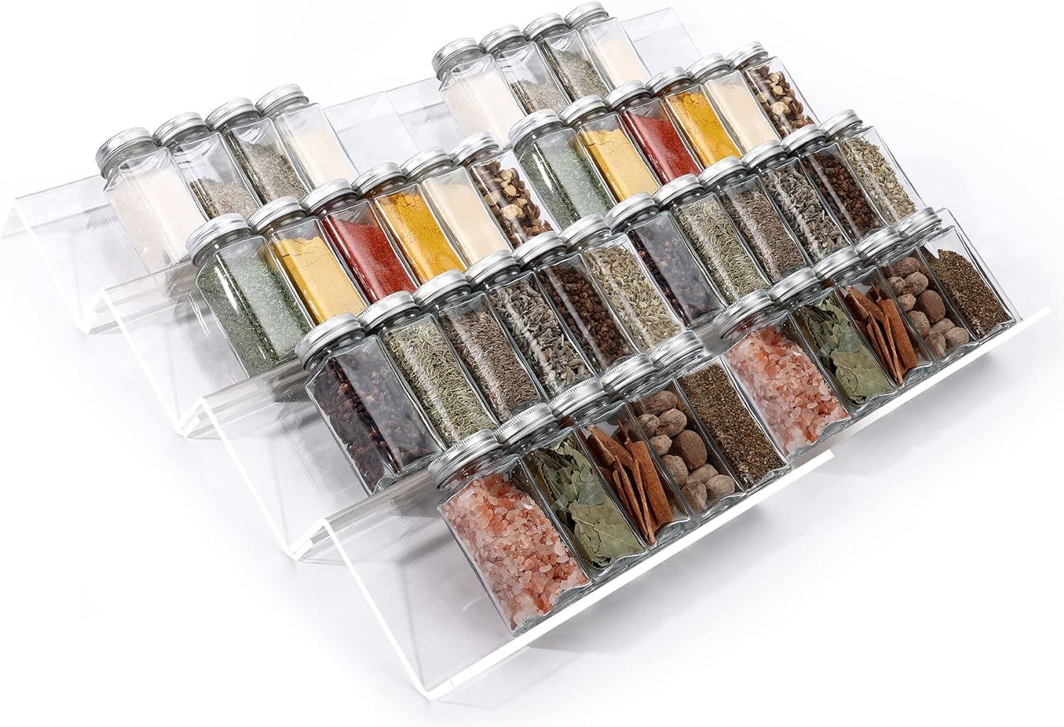 Delavala Spice Drawer Organizer, 4 Tiers 2 Set Clear Acrylic Slanted in Drawer Seasoning Jars Insert, Expandable From 13" to 26", Hold up 56 Spice Jars Kitchen Countertop Rack Tray (B0D6GFDNYD) Amazon Price History, Amazon Price Tracker