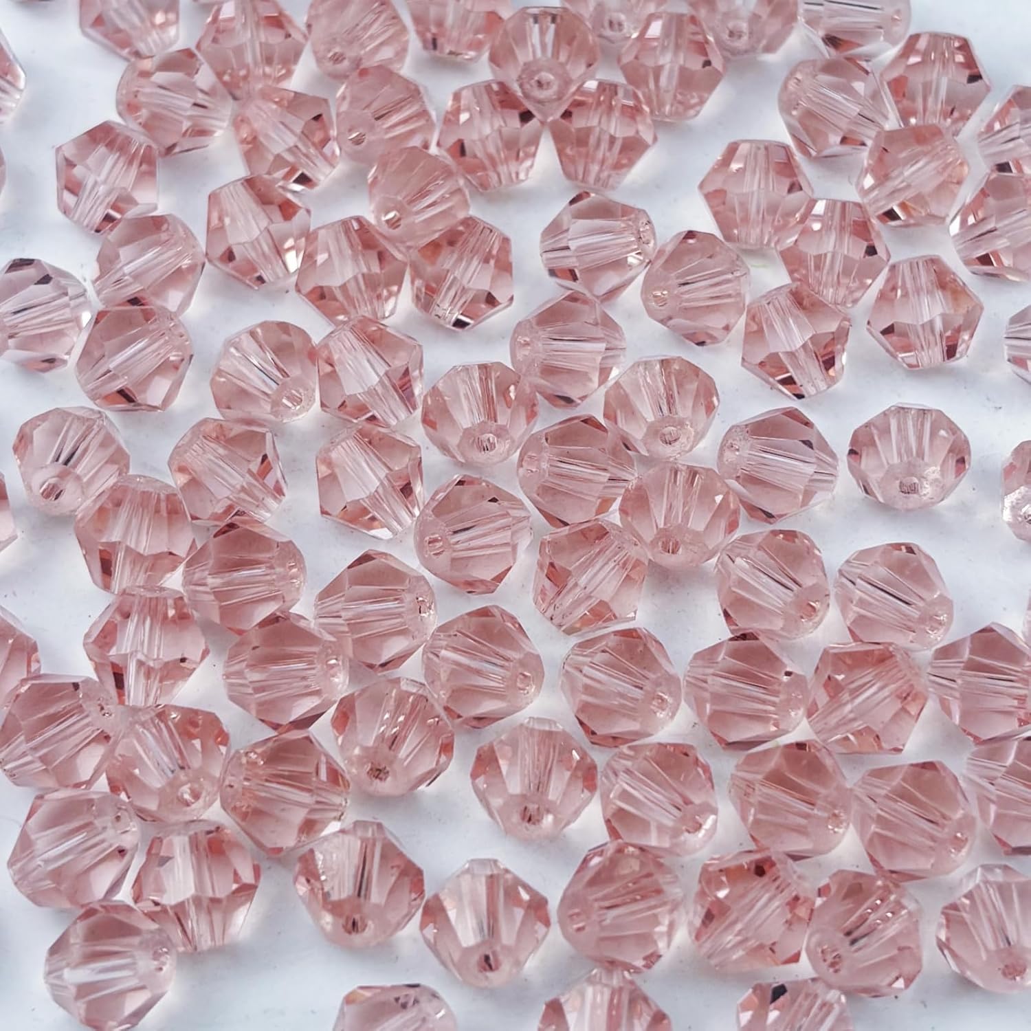 400pcs 4mm Bicone Glass Crystal Beads for Jewelry Making, Faceted Bicone Glass Spacer Beads for Bracelet Earring Necklace DIY Craft(Pink)