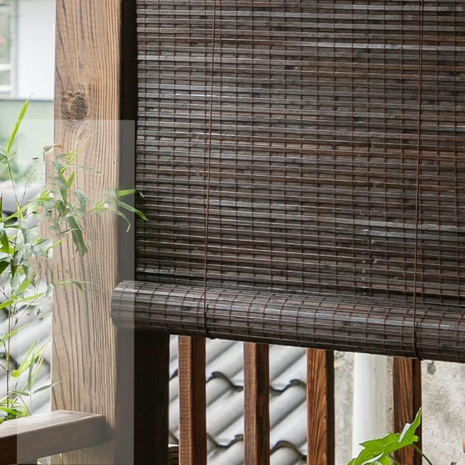 Store Enrouleur Bambou Naturel,Rideau Bambou Rétro,À Rouleaux Romains,Stores Fenêtre Occultants,Écran Intimité Extérieur/Intérieur,Personnalisée,Largeur x Hauteur (90cm x 170cm)