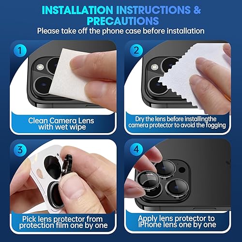 Miniatura 20 de Xfilm Protector de lente de cámara Bling para iPhone 14 Pro/14 Pro Max, dureza 9H a prueba de rayones, protector de anillo individual de metal