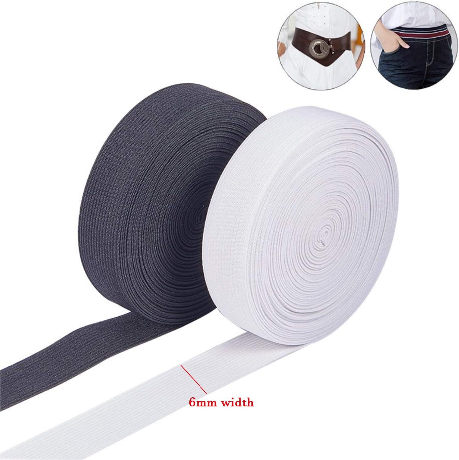 1/4 inch 100-Yard Elastic Band String for Mask, DIY Sewing, Flat Braided Elastic Cord String/Elastic Rope/Bungee/Heavy Stretch Knit Elastic Spool,White