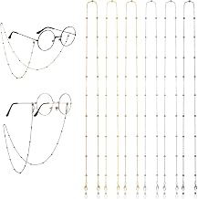 LLOUSSAK Pack of 6 Women's Glasses Chains, Metal Adjustable Glasses Strap Around the Neck, Hanging Glasses Cord, Suitable for Girls, Children, Men, Sunglasses, Presbyope