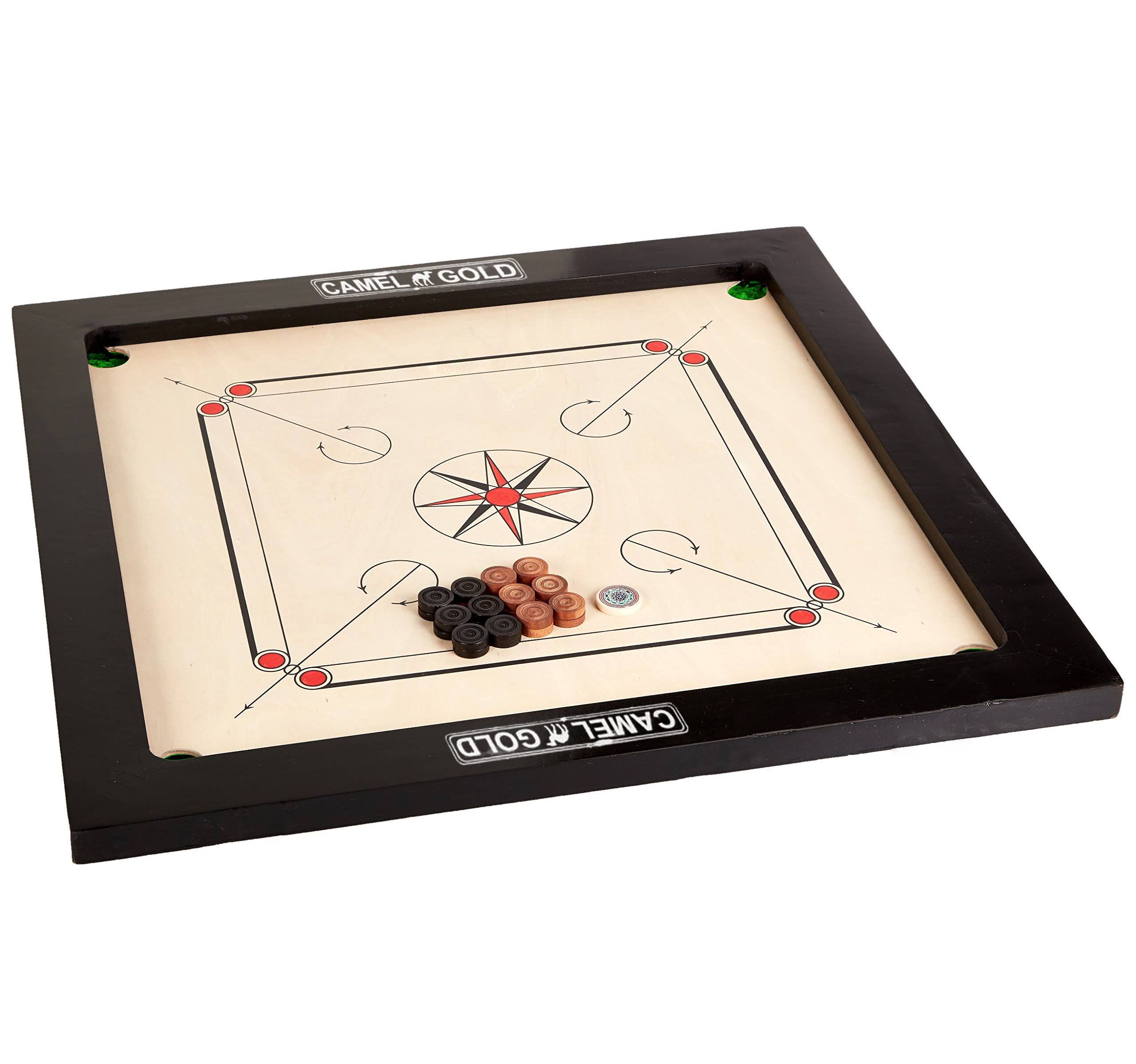 Smooth Finish Brown & Black Small Size 18x18 Inches Carrom Board, Fun Playing Small Size Carrom Board for Kids with Coins