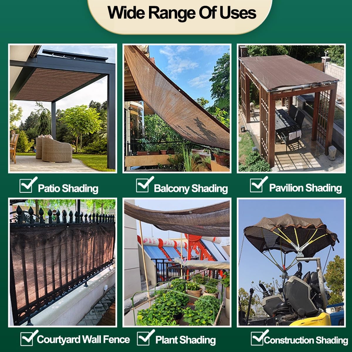 Outdoor UV Blocker Garden Shade Cloth with Grommets – 10x11m Sun Protection Fabric for Terrace & Greenhouse, Easy Installation Canopy Cover for Patio, Deck, and Garden