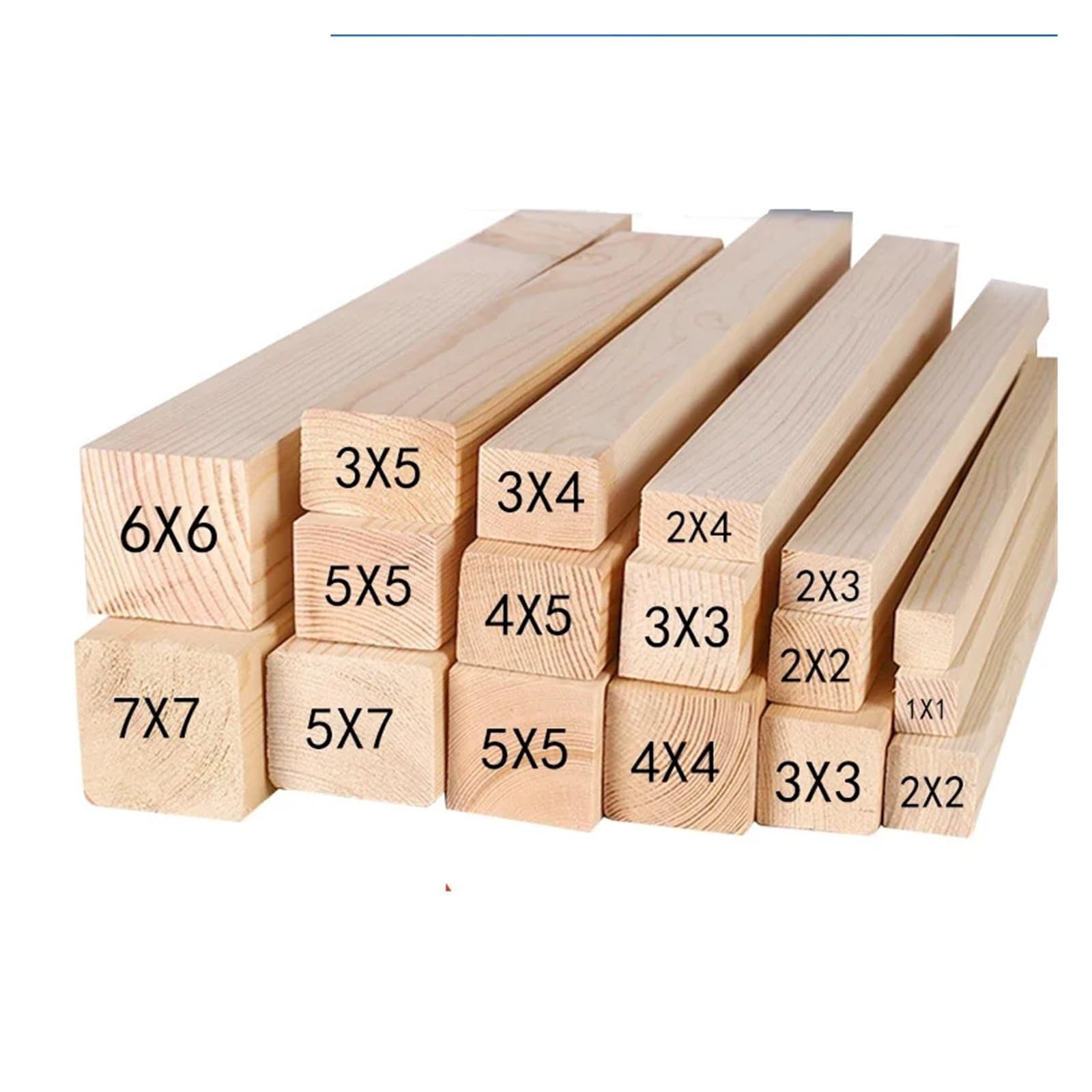 Woodcraft 1 szt. 30 x 30 mm ~ 50 * 60 mm kwadratowy pasek z litego drewna | Ręcznie robione modele DIY Rzeźbione materiały budowlane długość 100-500 mm (długość 500 mm, 50 x 60 mm)