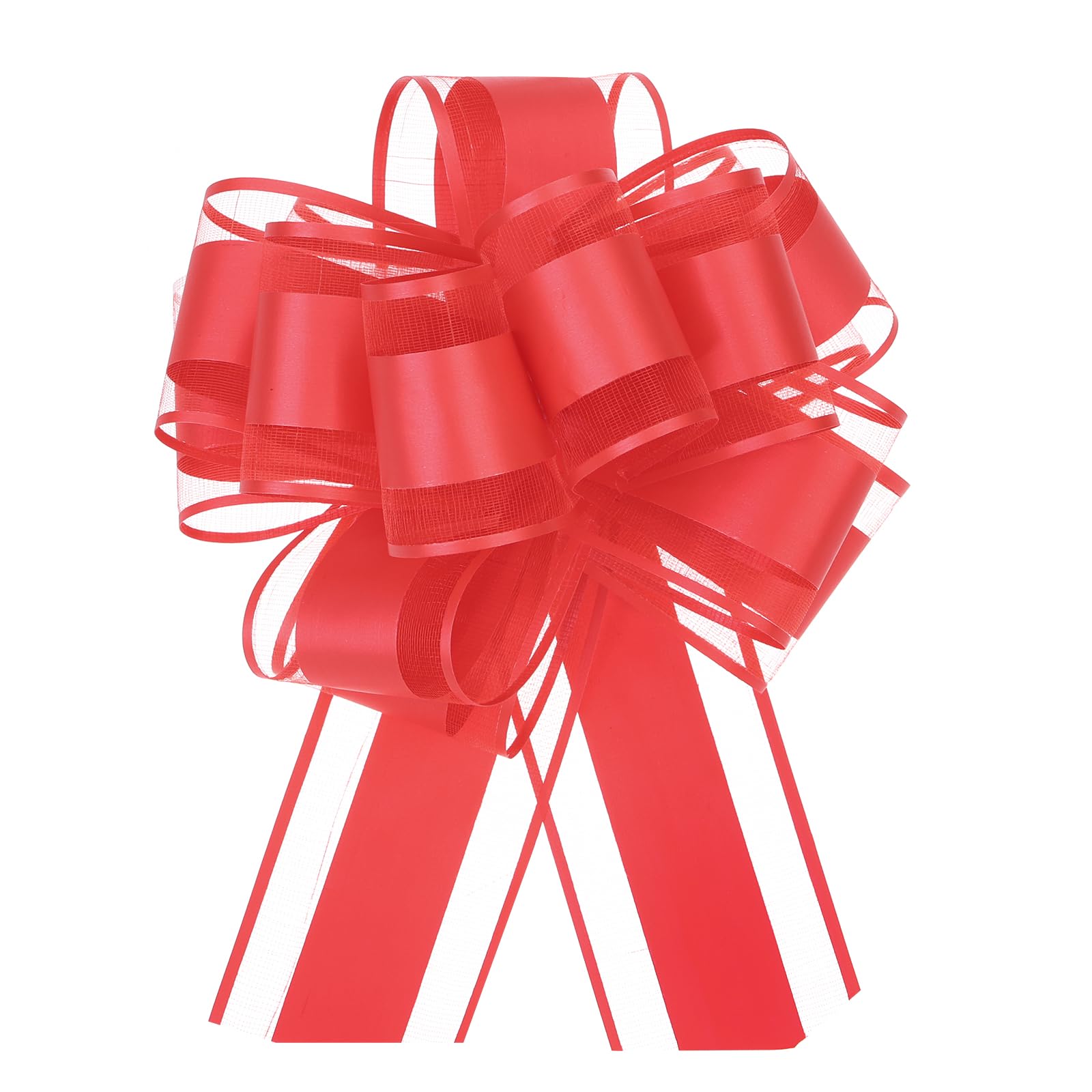 Uxcell 5 Pcs 8 Inch Large Big Pull Bow Organza Gift Wrapping Bows Ribbon for Wedding Car Baskets Presents Christmas, Red