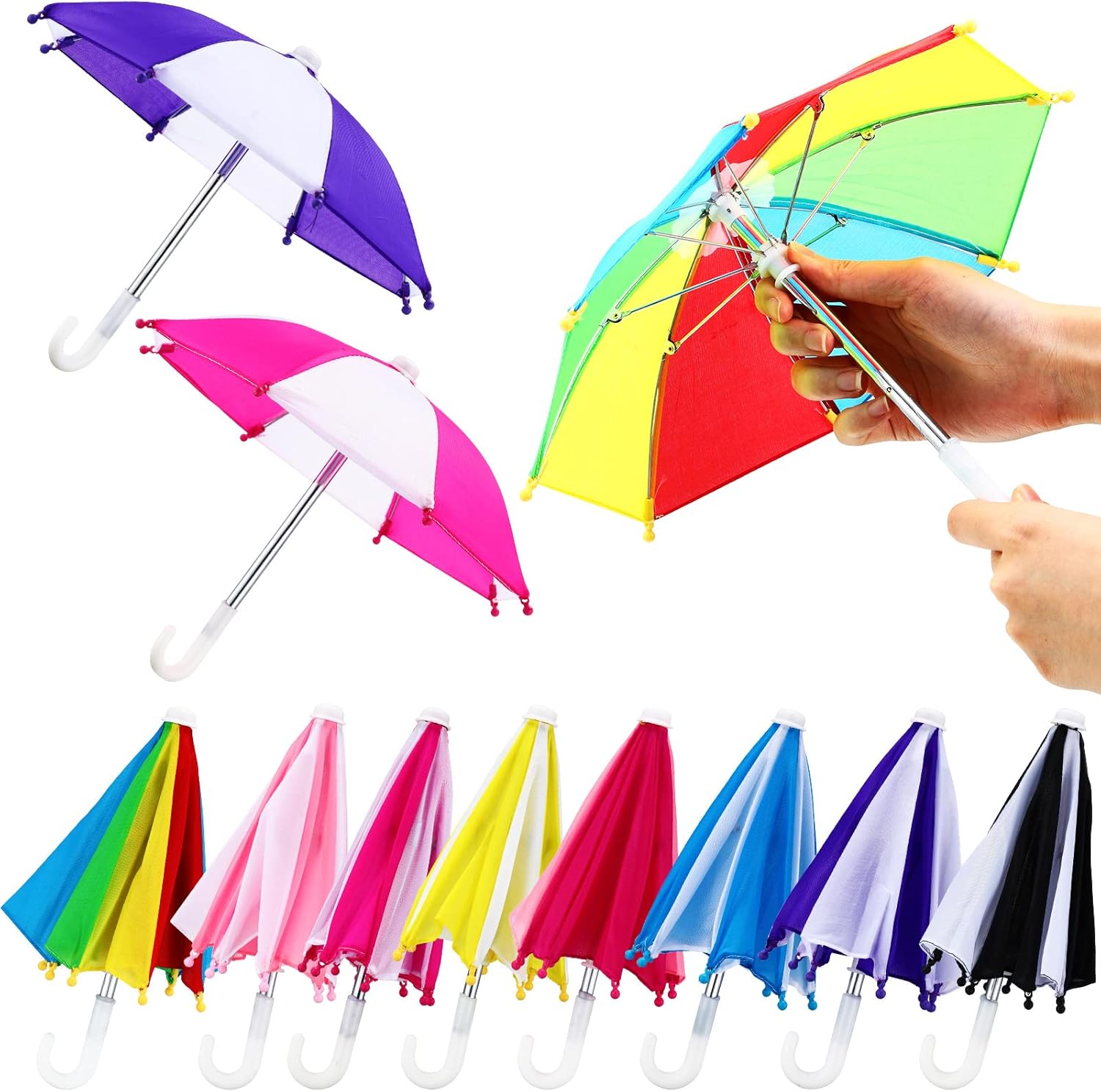 8 Pieces Miniature Dollhouse Umbrellas, Miniature Toys Umbrellas for Decorations