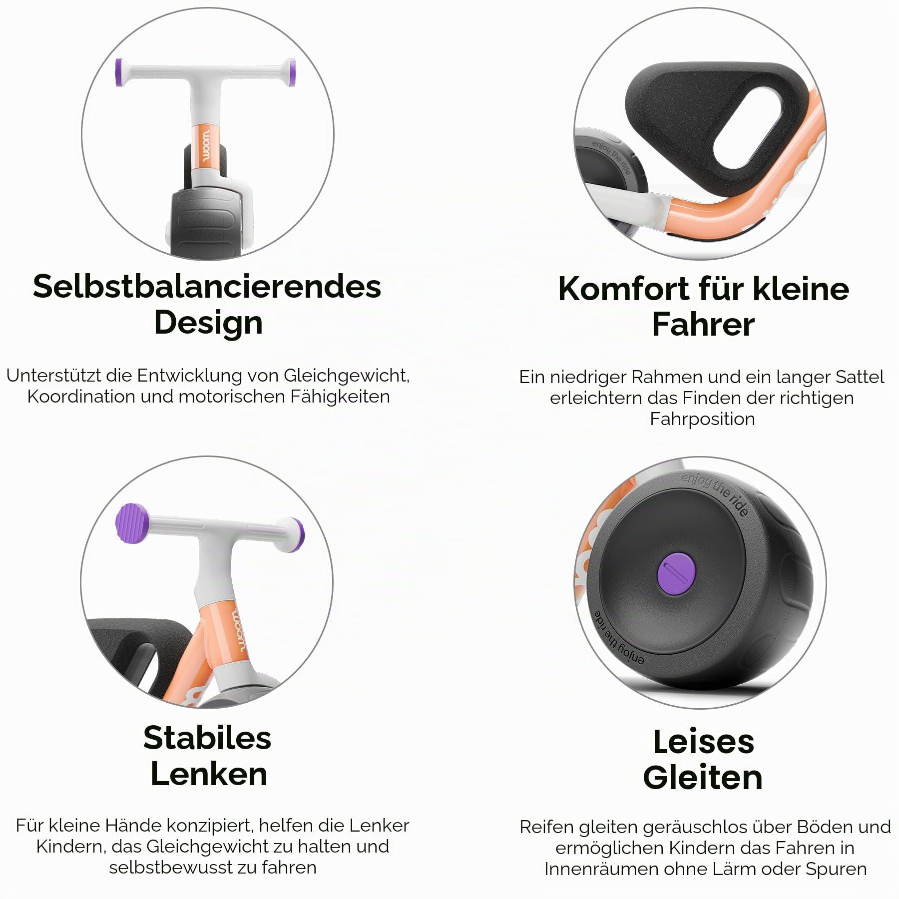 Woom WOW Leichtgewichtiges Aluminium Laufrad erstes Fahrrad ohne Pedal, für Babys und Kleinkinder von 9 Monaten bis 36 Monaten, Indoor/Outdoor
