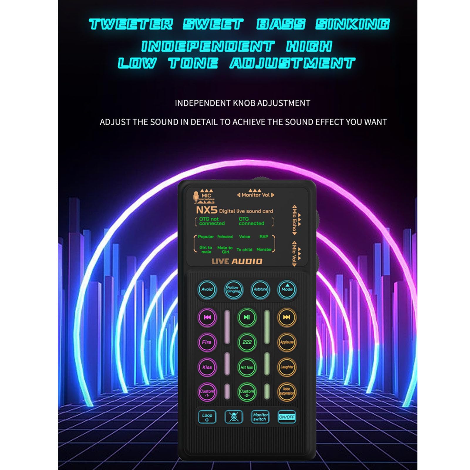 Stimmenverzerrer, Bluetooth-Stimmenverzerrer mit 8 Soundeffekten, 6 Hallmodi, RGB-Licht, inklusive Mikrofon-Kopfhörer, für Streaming, Gaming