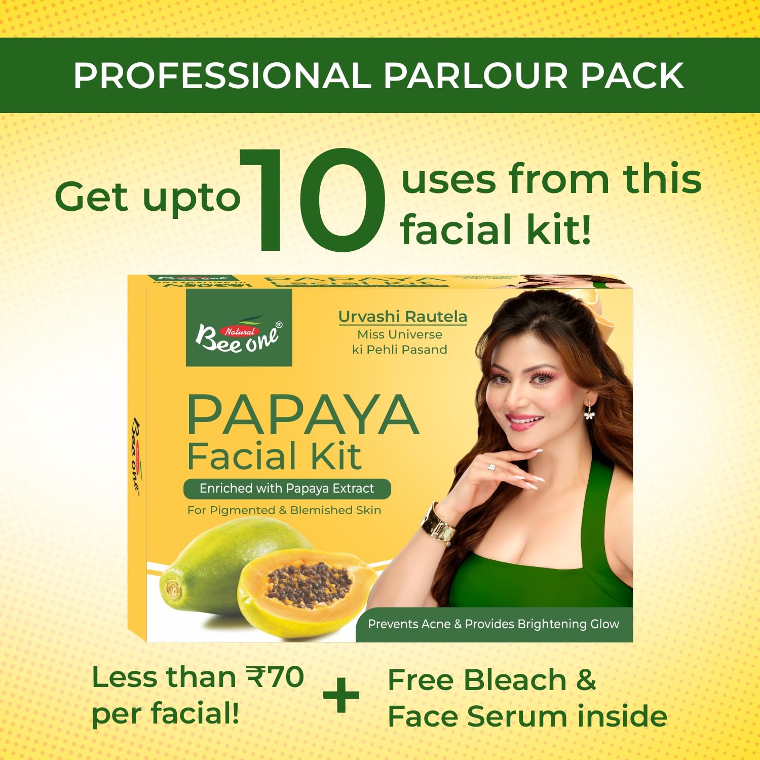 Bee One Complete 5 step Facial Kit for Radiance & Youthful Glow 312 g | Fights pigmentations and prevents Acne | Suitable for all Skin Types | Get upto 15 uses in this 1 kit (Papaya) 4