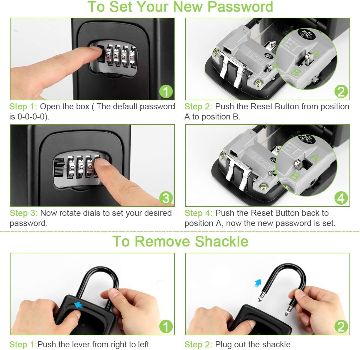 PHILORN Key Lock Box, 4-Digit Combination Lockbox | Resettable Code - Weatherproof - Wall or Door Mounted | Top Security, Ultra-Sturdy Key Safe for Jewelry, Card, House Key Storage (Black Portable)