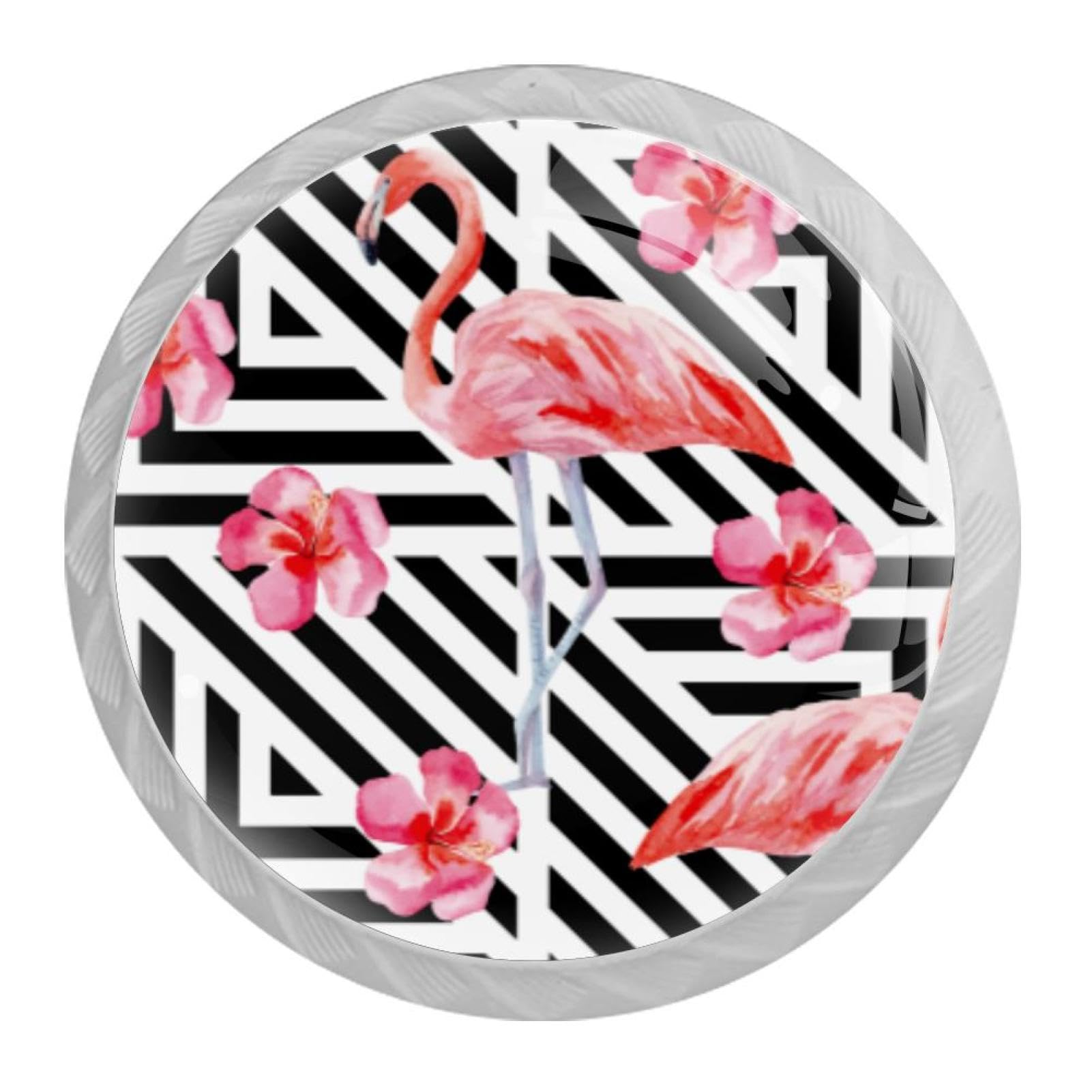 Tqmspg Multi06 4 Pieces Drawer Pulls Pink Flamingo Door Knobs Dresser Handles For Kitchen Wardrobe Cupboard Hardware Furniture