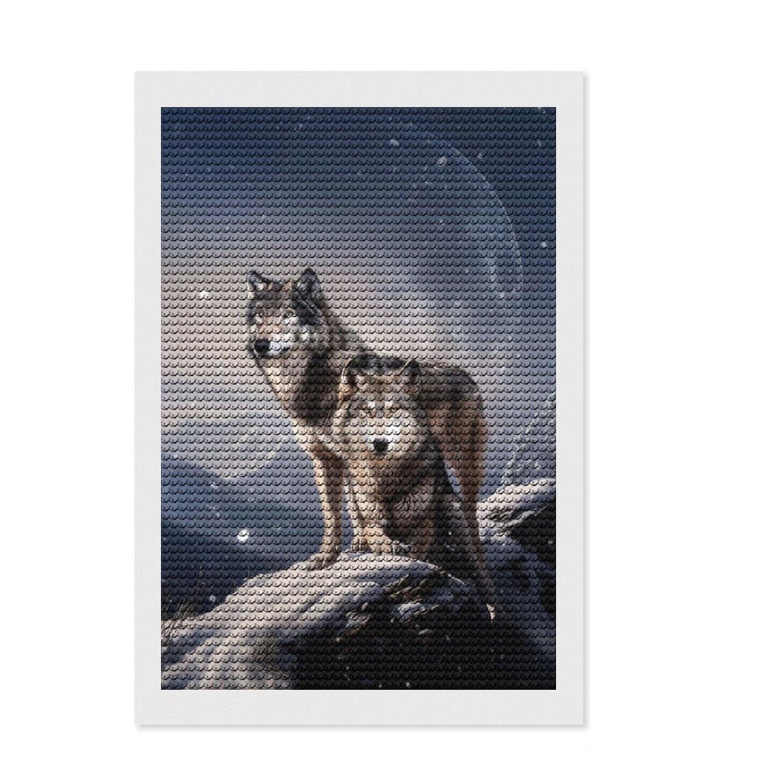 Junmoney Lunar Howl Diamond Art Canvas 8"x12", for Women, Complete Accessories, Birthday Gift, Cosy Home Accent, Sparkling Round Gems