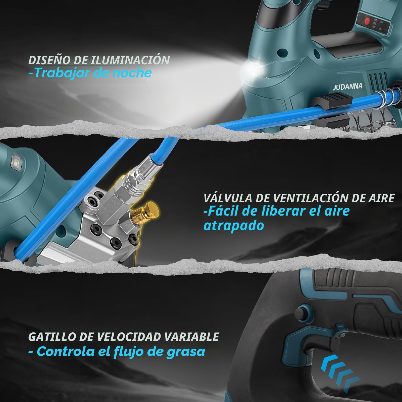 Pistola engrasadora para Makita de 18 V batería, 12000 PSI 160 g/min, prensa de engrase eléctrica, batería de 18 V, motor sin escobillas, indicador LED, engrasadora cuantitativa para máquinas pesadas