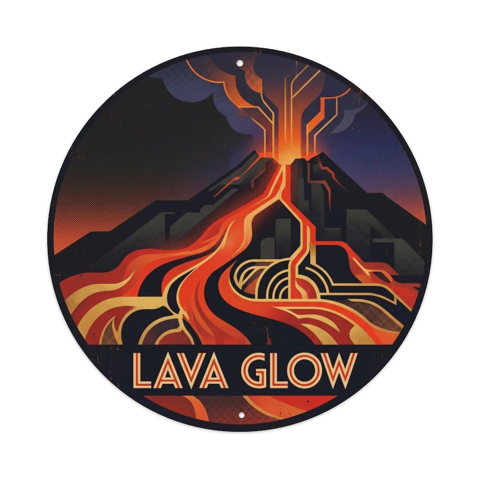 Hawaii Lava Glow Night Volcanic Island Sky Coastal Metal Tin Sign
