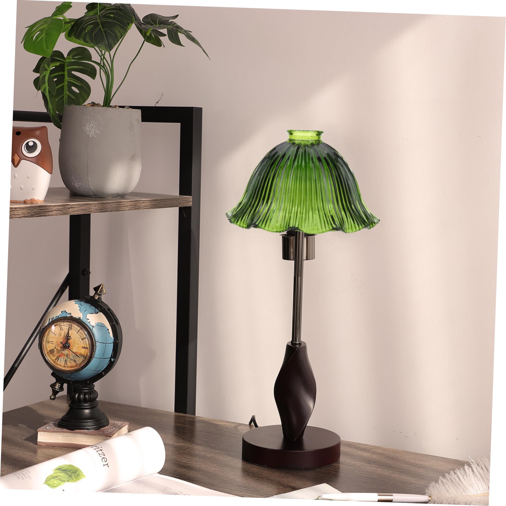 Abat-jour en Verre Vintage Vert pour Lustre et Applique Intérieure