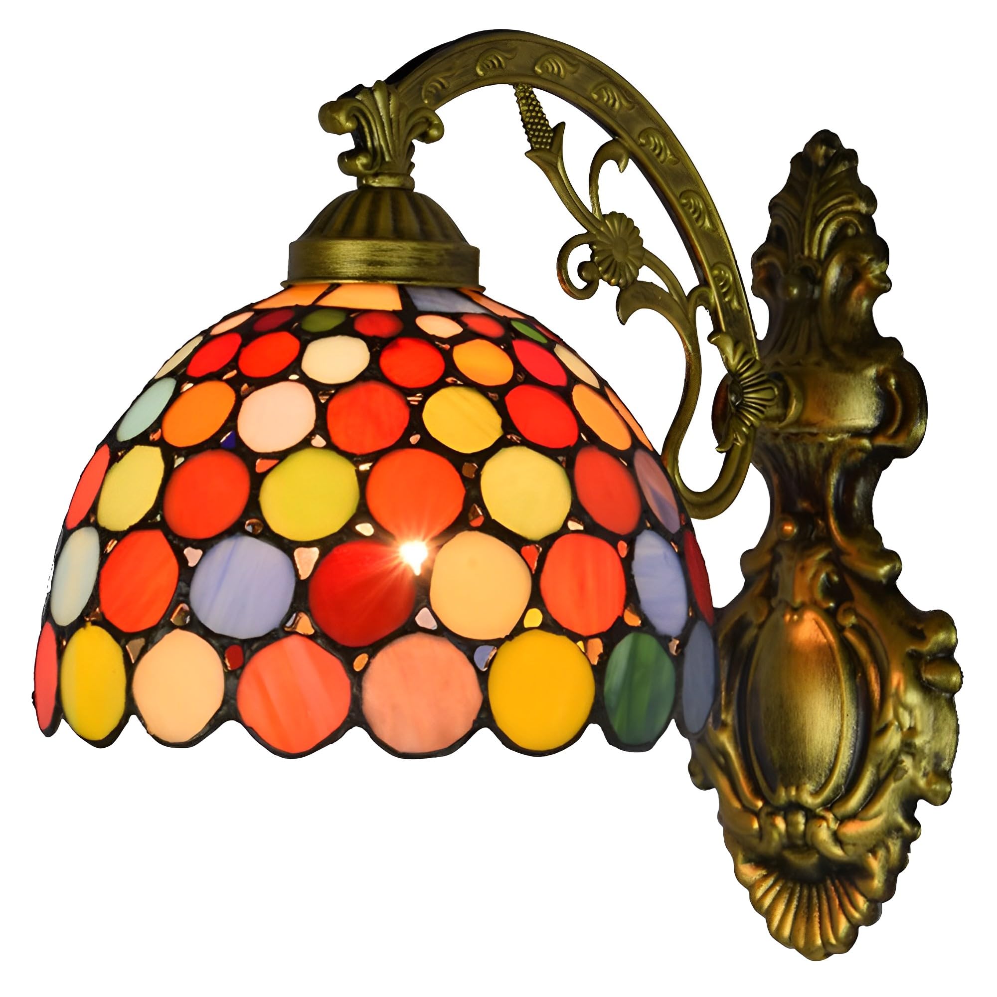 FYZDLAOR Stained Glass TiffanyStyle Wall Sconces,with 8 Inches Stained Glass Shade,Wall Mounted Lighting Fixtures for Living Room Staircase Bedroom