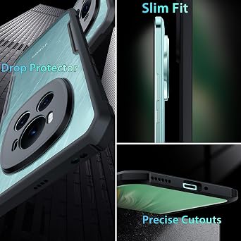 Case Compatible with Honor Magic 6 Pro, [Droproof] [Sweat-Proof] [Fingerprint-Proof] Shockproof Protective Phone Case Fits Honor Magic 6 Pro, Clear Black