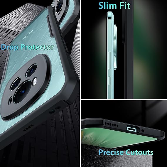 Case Compatible with Honor Magic 6 Pro, [Droproof] [Sweat-Proof] [Fingerprint-Proof] Shockproof Protective Phone Case Fits Honor Magic 6 Pro, Clear Black