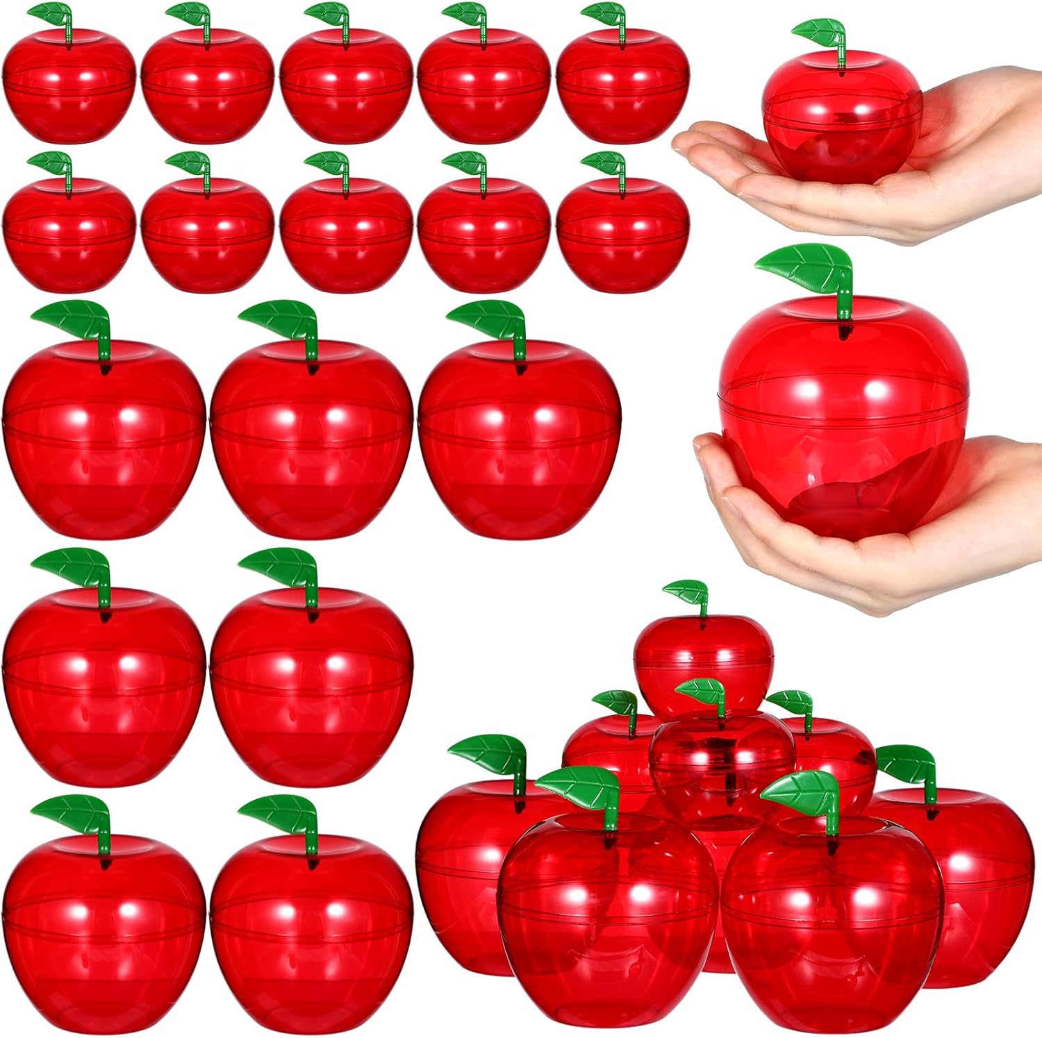 Tioncy 24 Pcs Large Plastic Apple Containers Red Apple