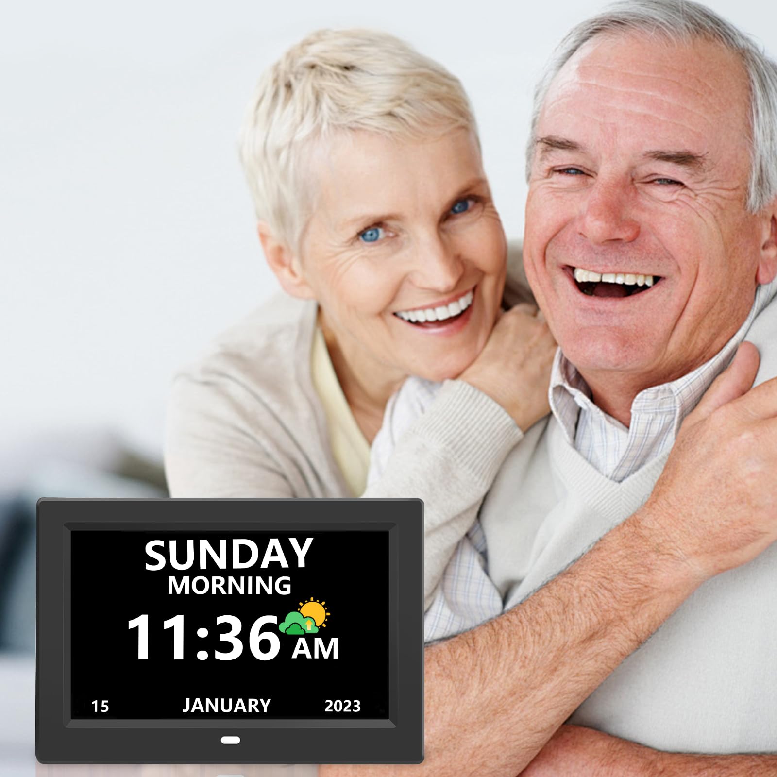 LXBYJKJ Reloj digital de 10 pulgadas con día y fecha para personas mayores, alarmas personalizables, 3 modos de visualización, fuente grande, reloj despertador para personas mayores Auto DST