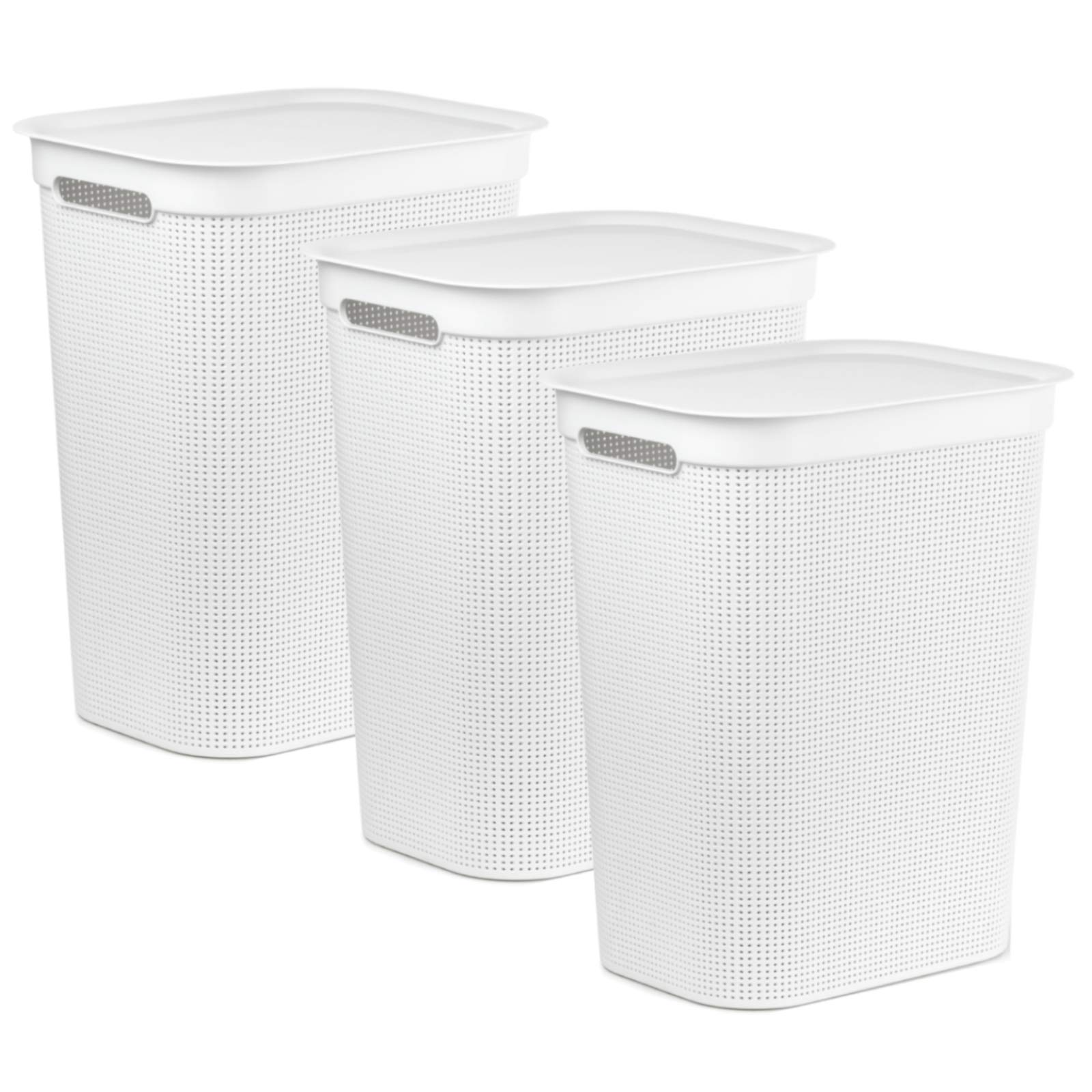 Rotho Brisen 3er-Set Wäschesammler 50l, Kunststoff, weiss