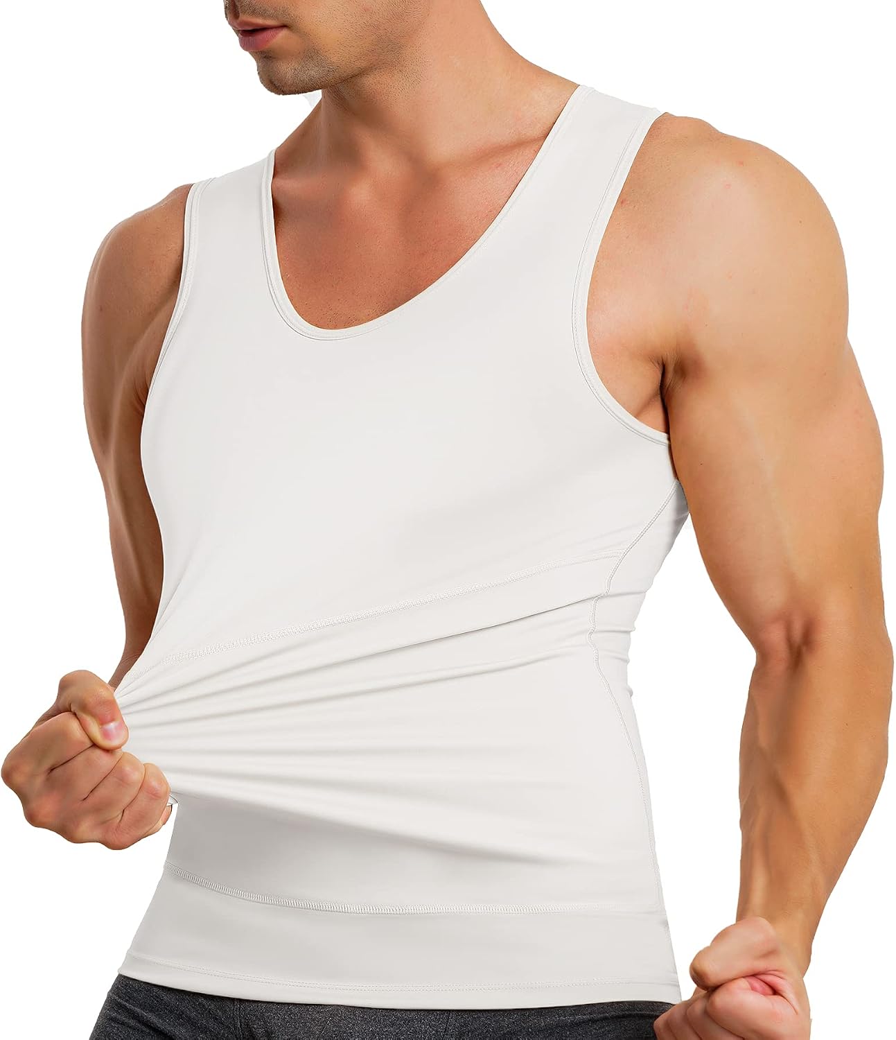 TAILONG Compression Shirt for Men Slimming Body Shaper Sport Vest Workout Tank Top Athletic Undershirt