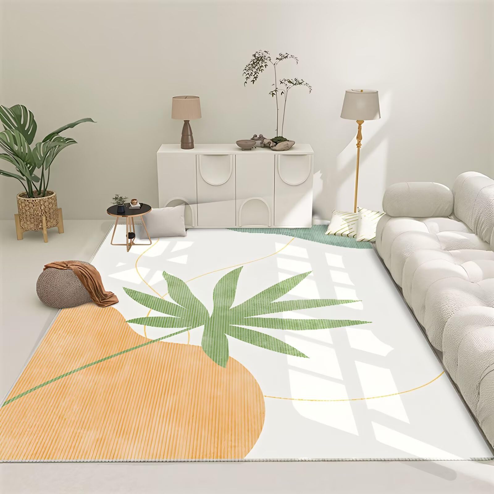 Alfombras lavables a medida 100x200cm de estilo natural en color blanco para dormitorio