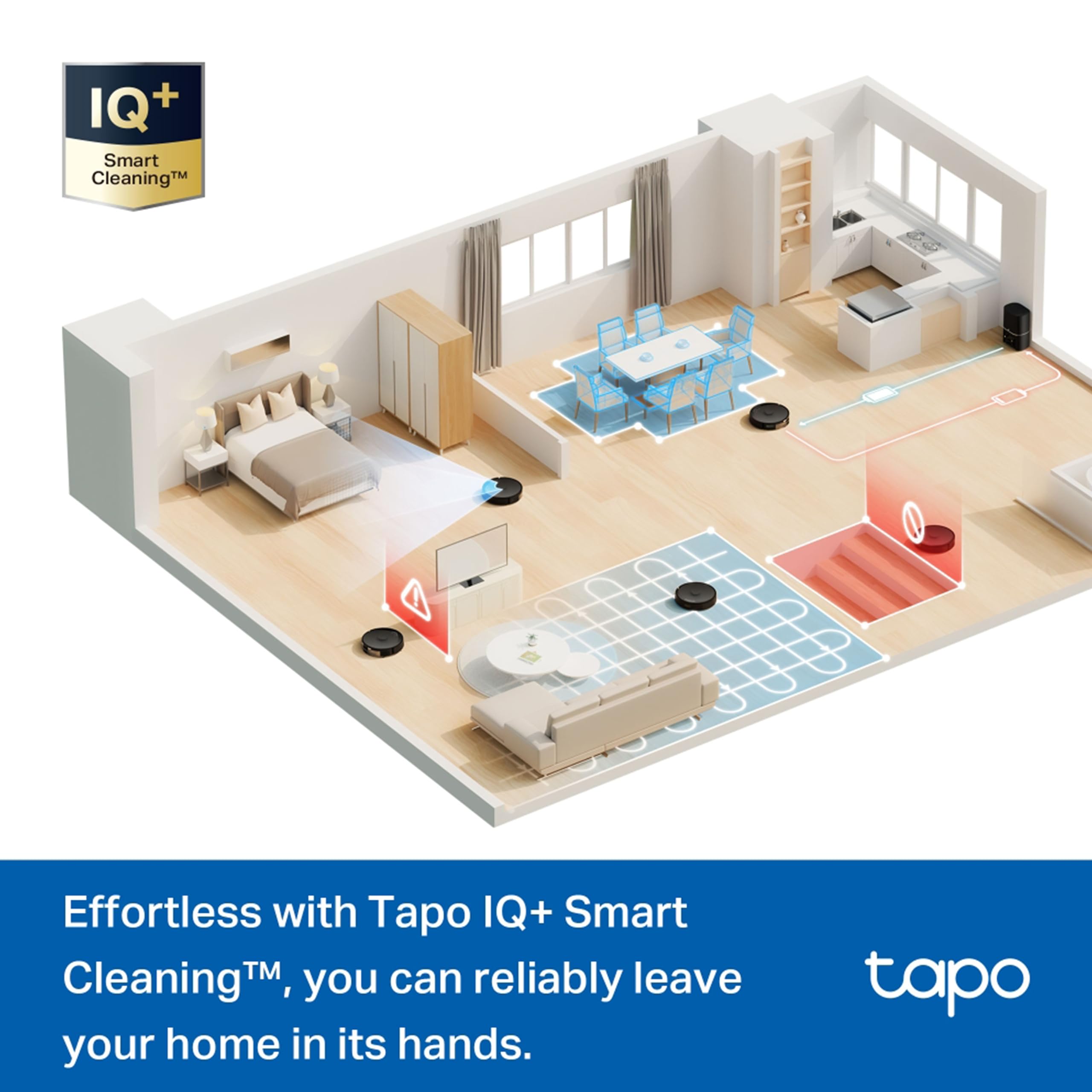 TP-Link Tapo RV30 Max Plus Robot Vacuum & Mop, LiDAR Navigation, zasysanie 5300Pa, samoopróżnianie, mapowanie wielopoziomowe, sterowanie głosem/aplikacją, bardzo ciche czyszczenie sierści zwierząt
