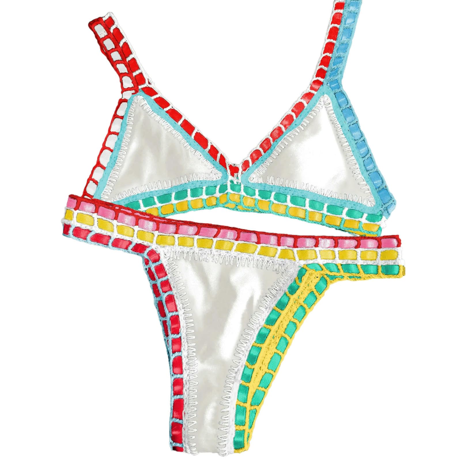 WANGSHUO Damskie jednoczęściowe bikini Kąpiel w róży szydełkowe Bikini-bikini9-m