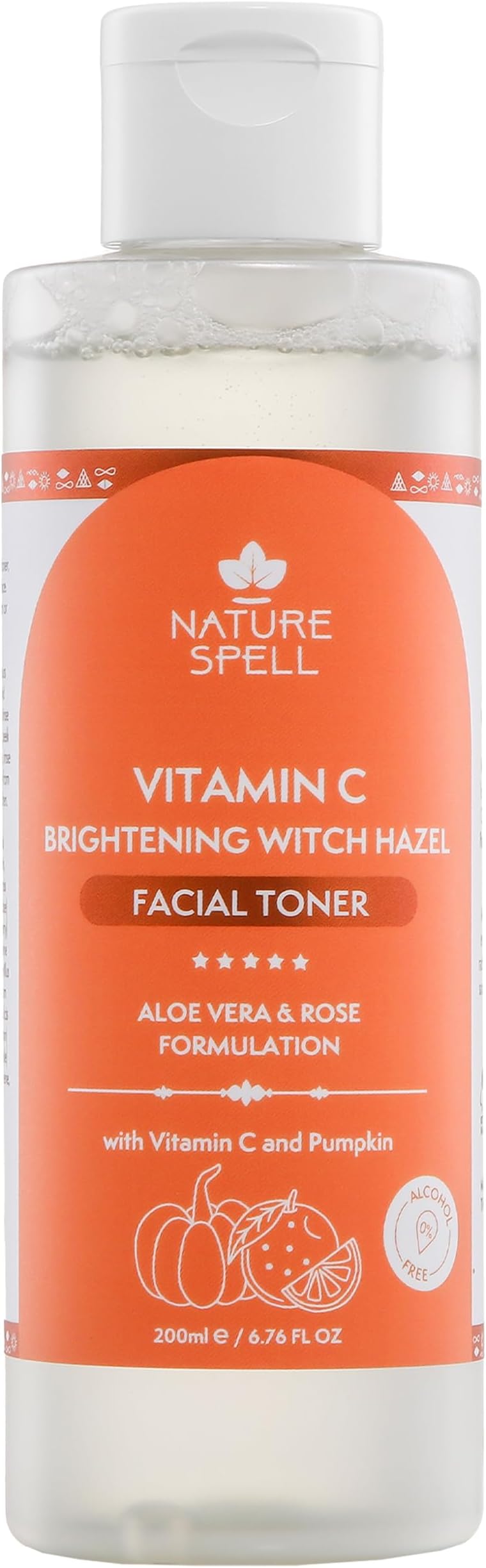 Vitamin C Face Toner with Witch Hazel, Soothing & Hydrating, Brightening & Pore-Tightening, Infused with Aloe Vera & Rose Water, Alcohol-Free, Vegan Skincare, 200ml