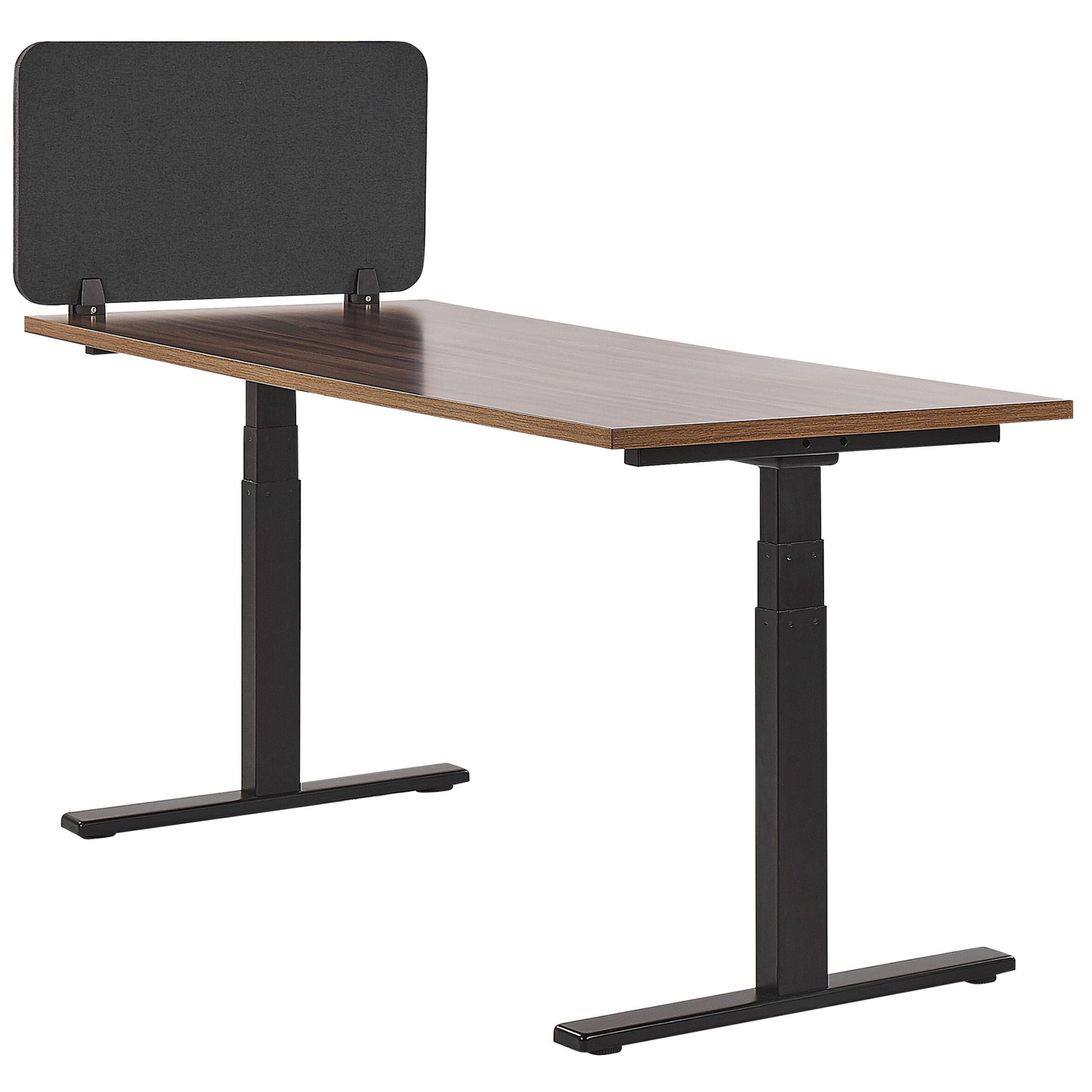 Beliani Séparateur de Bureau en Pet 120 x 40 cm Revêtement Tissu Acoustique Modulaire Pinces de Fixation Gris Foncé Wally