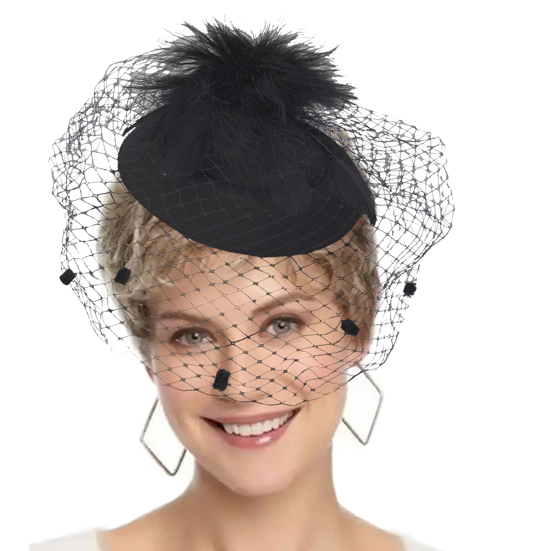 Fascinators Hat Women Tea Party Pillbox Veil Cocktail Mesh Hat