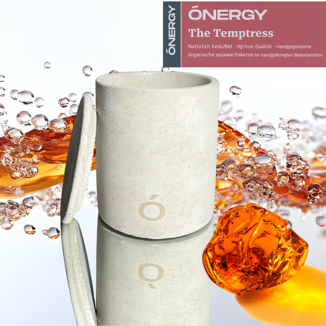 ONERGY | ręcznie odlewana świeca z wosku sojowego | uwodzicielska, zmysłowa świeca zapachowa | czas palenia 50 godzin | luksusowy prezent zapachowy dla kobiet | elegancka świeca zapachowa do Twojego