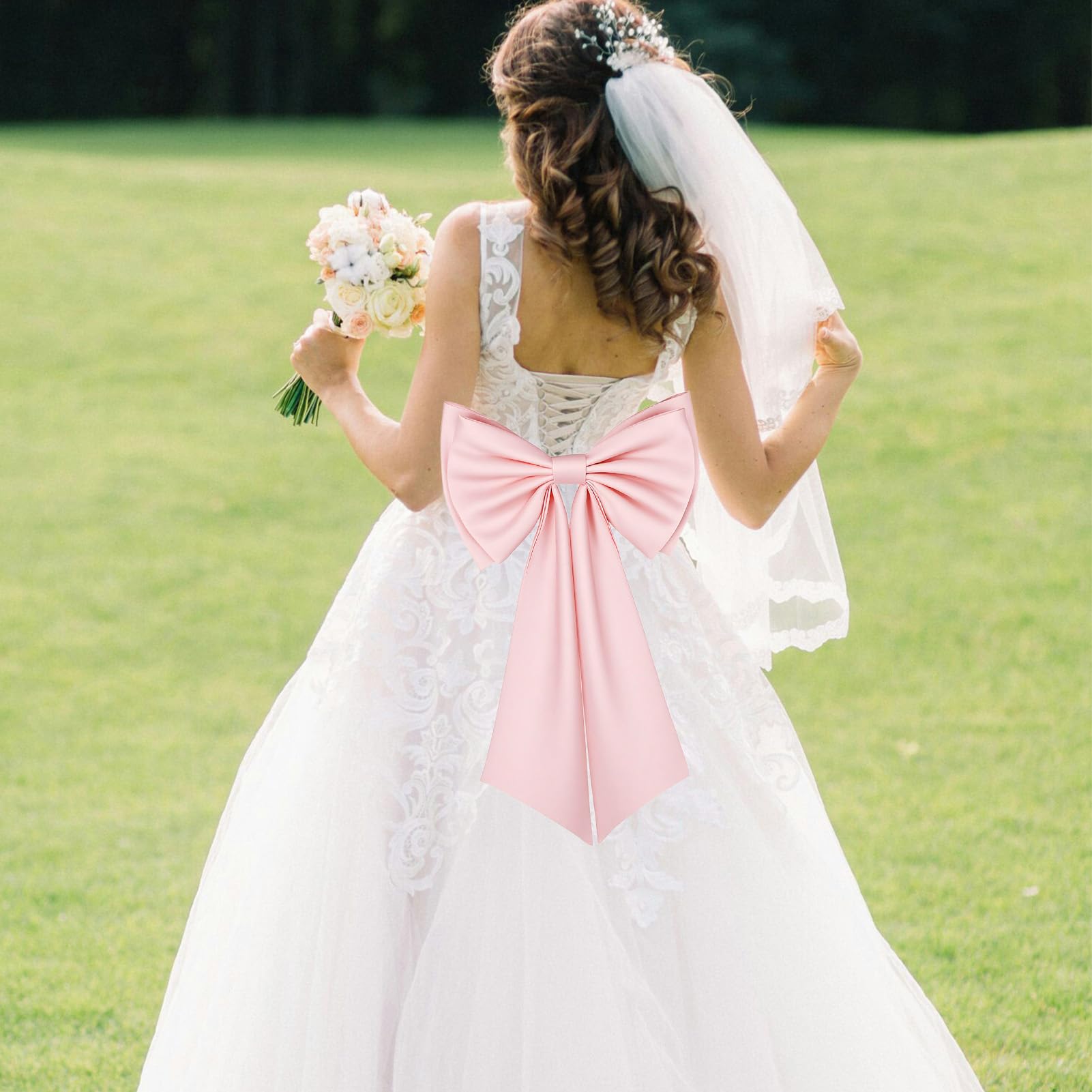Amazon.com: NICENEEDED Big Satin Bow for Dress, Large Detachable Bow Train  for Women, 22