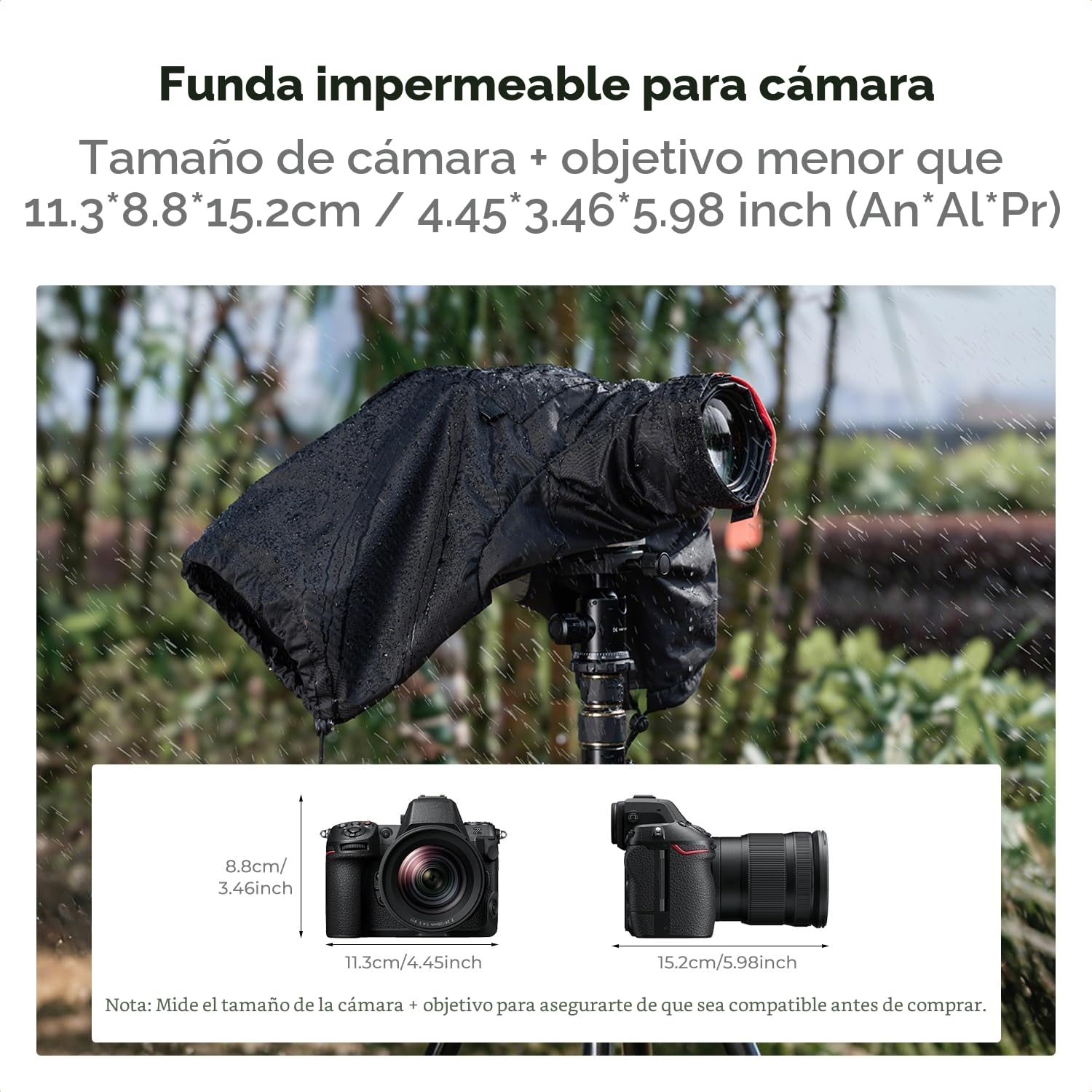 K&F CONCEPT Funda Impermeable para cámara Funda Impermeable para cámara Canon, Nikon, Sony y Otras cámaras Digitales DSLR, para fotografía al Aire Libre