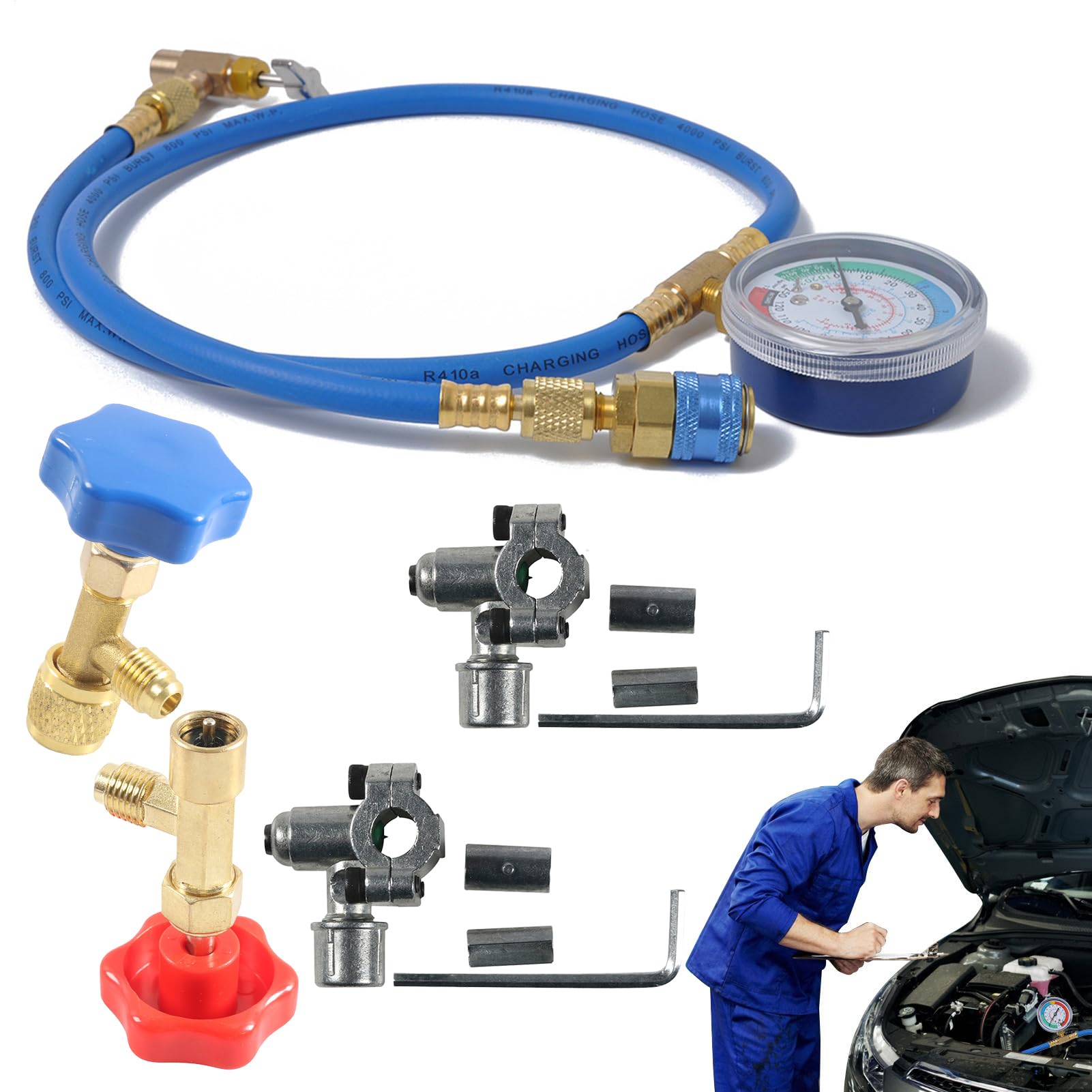 Kit Ricarica Gas R134a Rilevamento Perdite Ricarica Diagnostica | Kit Ricarica Refrigerante R-134a Diagnosi Refrigerante, Auto, Rilevamento Perdite Auto, Riparazione Cavi Per Veicoli E Casa