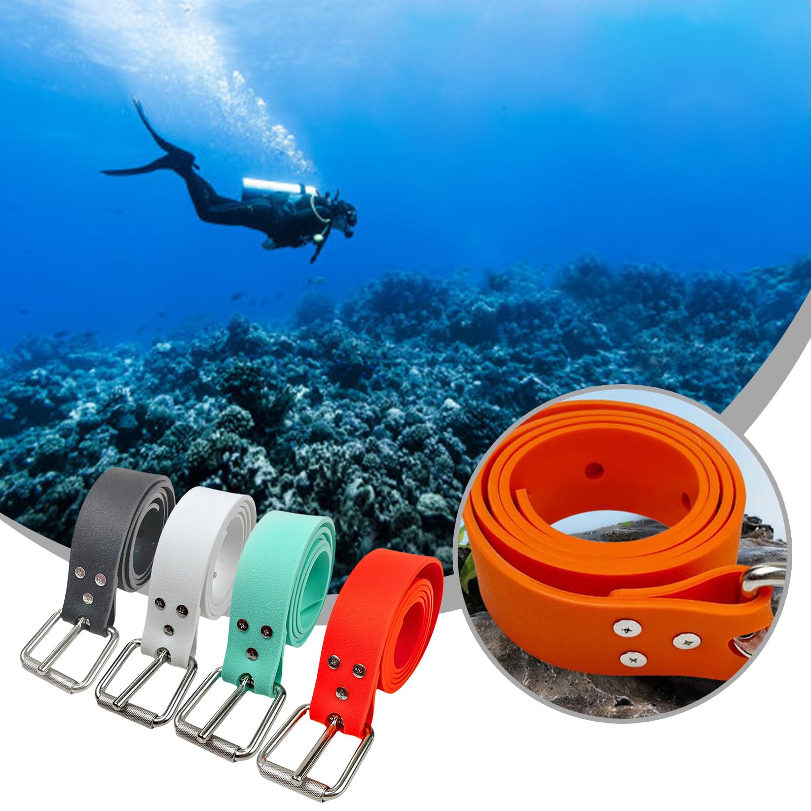 jiahesuw Silicone Diving Weight Belt with Buckle Snorkeling Waist Belt Comfortable Freediving Weight Belt for Scubas Diving
