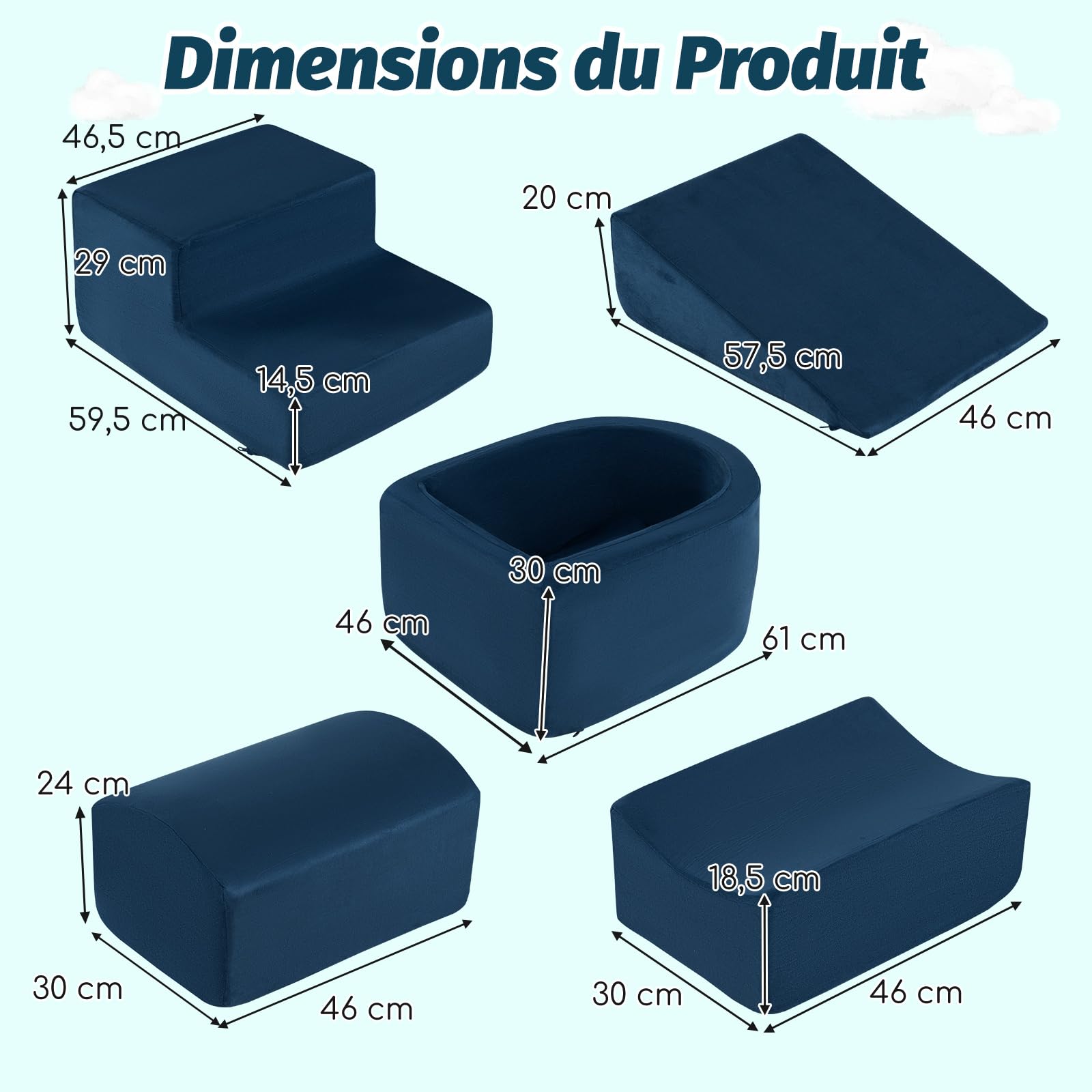 COSTWAY 5PCS Parcours Motricité Bébé en Mousse avec Piscine à Balles, Module Motricité Bébé avec Housse Lavable & Amovible, Jouets Éducatifs pour Ramper pour Enfants d'Âge Préscolaire, sans Balles