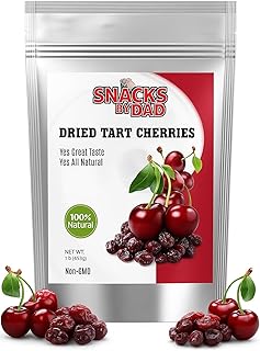 Dried Tart Cherries by Snacks by Dad | 1lb Natural Fruit Snack | Non-GMO, No Preservatives | Great for Trail Mix, Smoothies, Baking, and Gifting