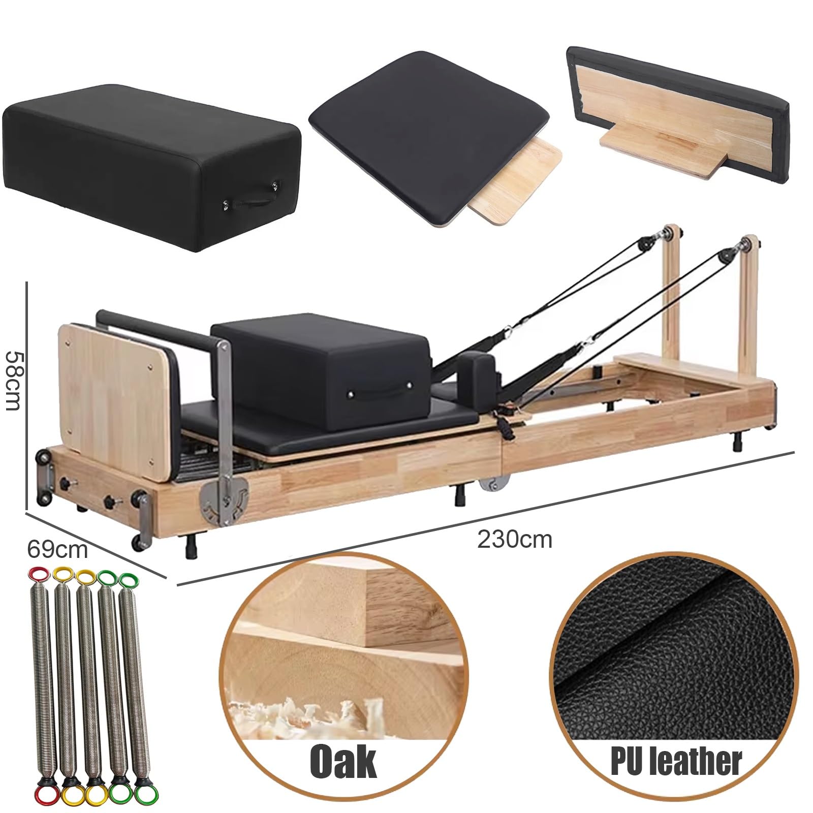 Amazon.co.jp: 木製リフォーマーピラティスマシン、調節可能な重量
