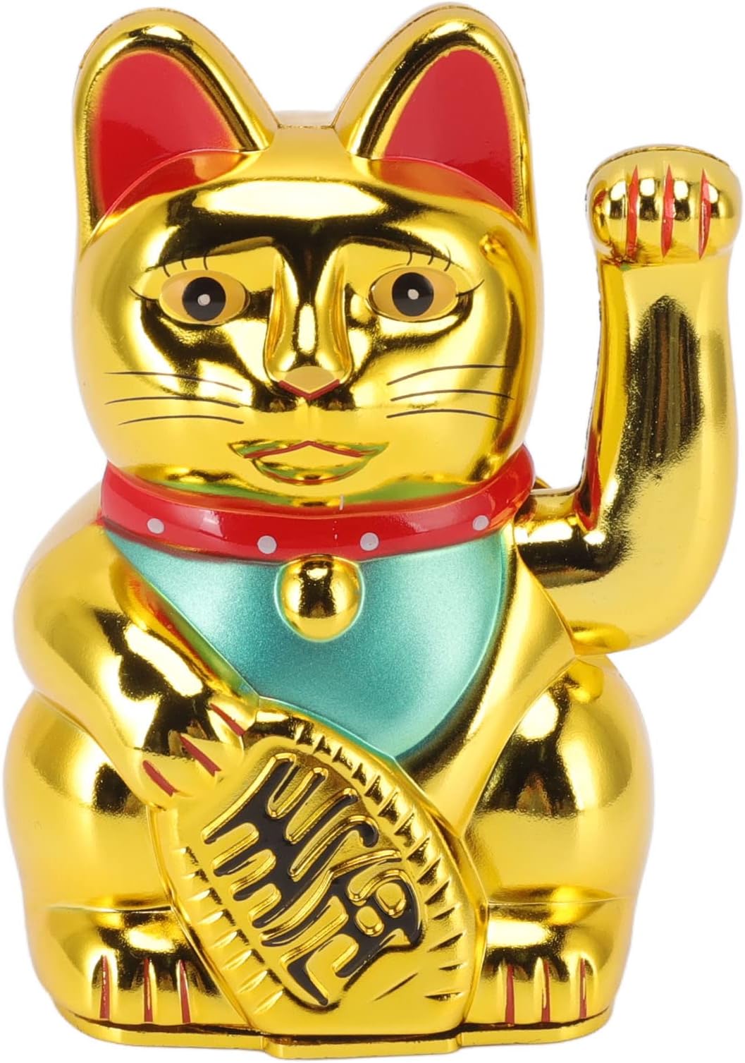 Battery Powered Waving Lucky Cat - Japanese and Chinese Feng Shui Wealth Welcoming Cat (0255A)