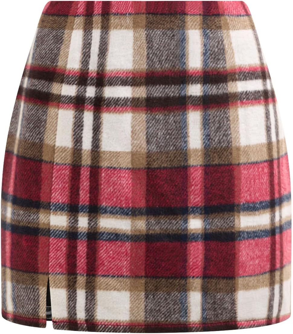 NIMIN Plaid Mini Skirts for Women High Waist Fall Winter 2026 Bodycon Pencil A-Line Skirt