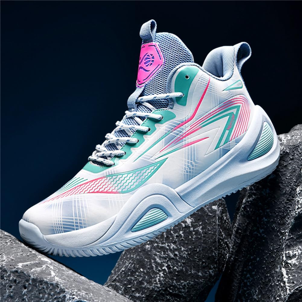 MAUGELY Unisex High Top Basketball Sneakers Breathable Non Slip Student Youth Casual Comfortable Shoes