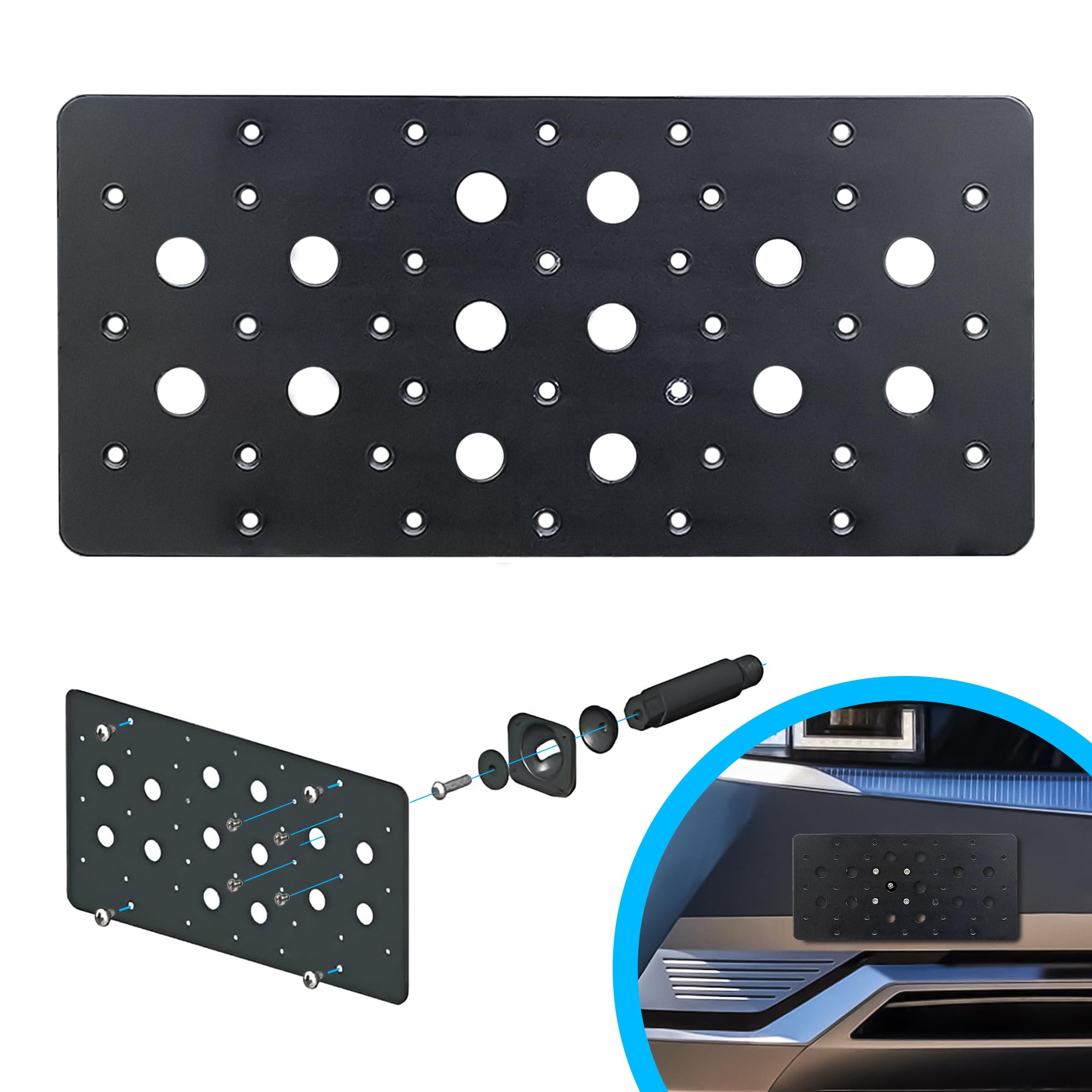 Front Bumper Tow Hook License Plate Mount Bracket for Hyundai