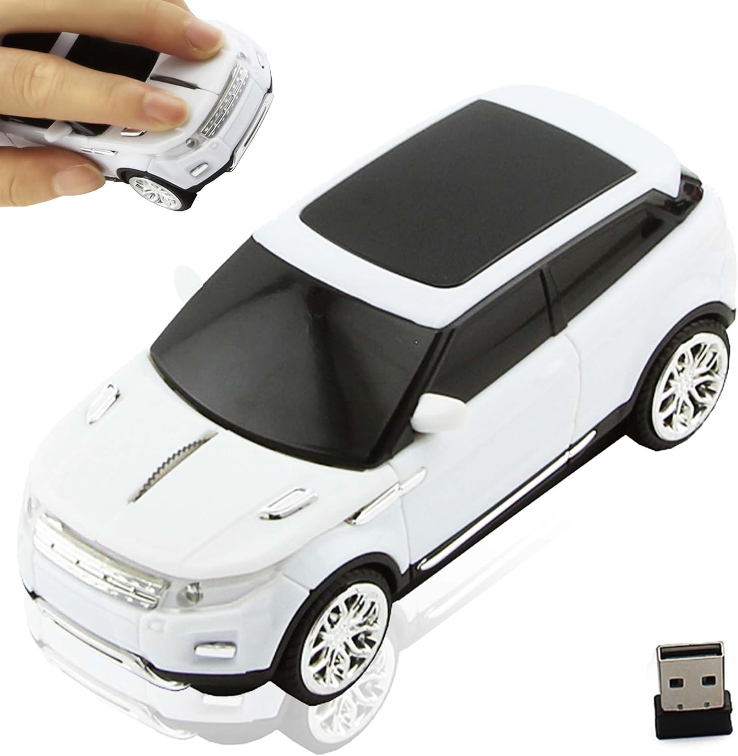 Wireless Optical Ergonomic Gaming Mouse - Portable Cordless USB Mice for Computer Laptop MacBook PC (White)