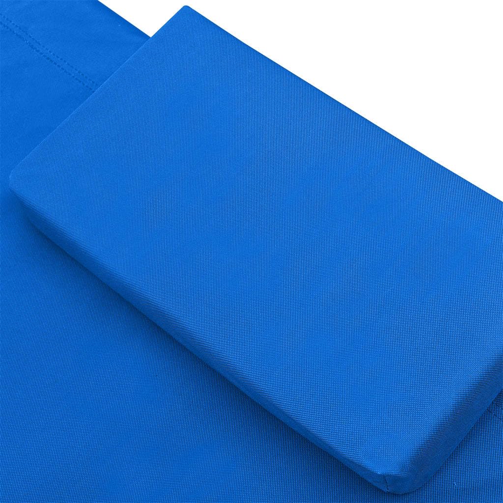 Lettino prendisole blu in tessuto Oxford e acciaio, 200 x 173 x 45 cm, con 2 cuscini, fodere lavabili, per giardino, terrazza, balcone, piscina e spiaggia, resistente alle intemperie